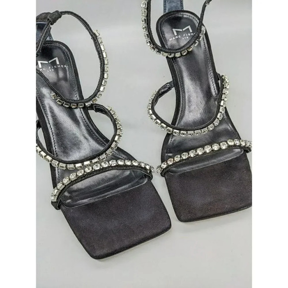 Marc Fisher Women's Dezzi Rhinestone Ankle Strap Sandal Black Size 7.5 MSRP $150 - Picture 4 of 8